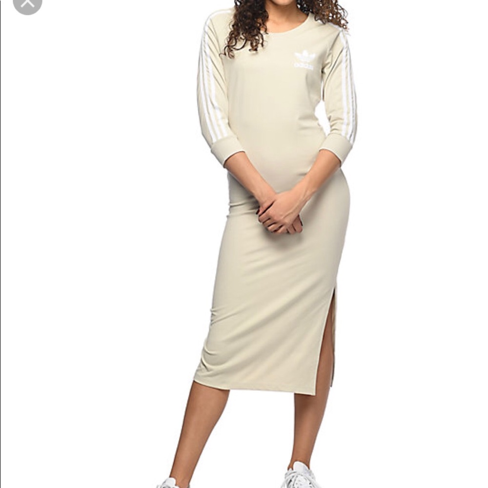 Adidas Khaki split midi dress